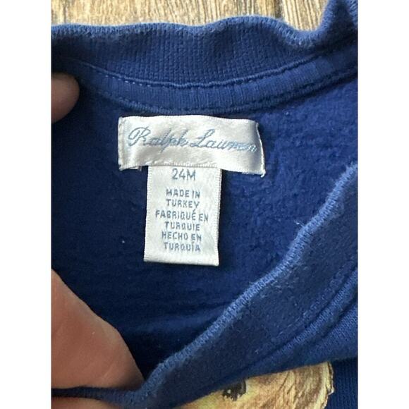 Polo by Ralph Lauren Navy Blue Bear Preppy Student Sweatshirt Size 24 - Picture 4 of 5